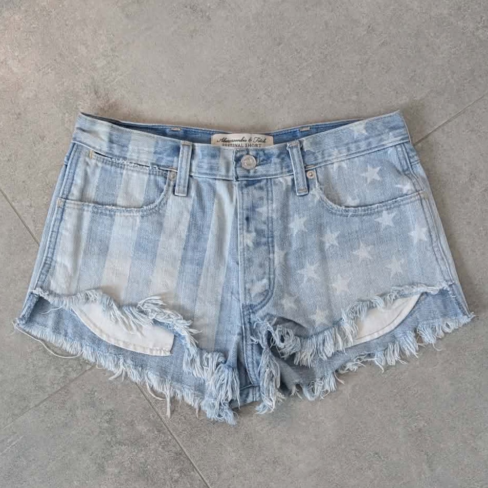 Abercrombie Festival‎ High Rise Shorts USA Flag Denim Size 2